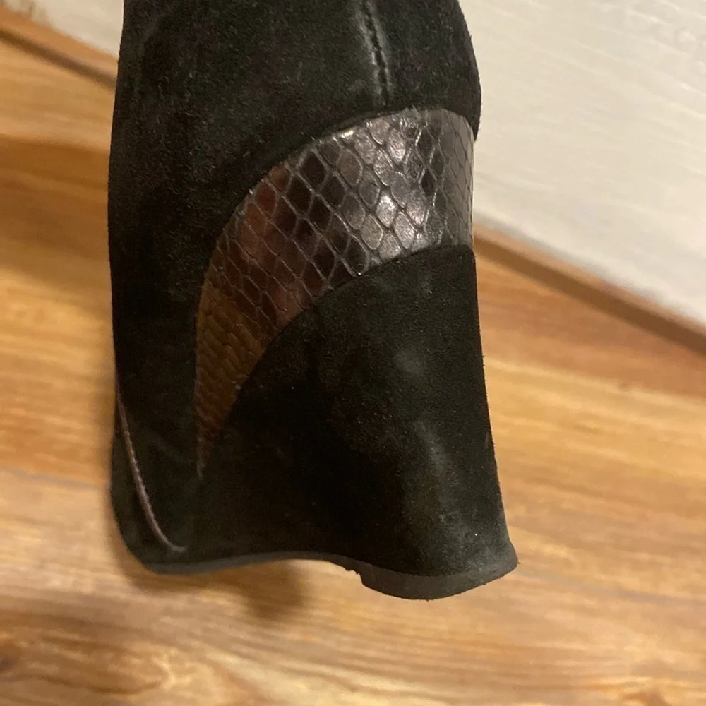Aquatalia Suede Leather Wedge Ankle Booties